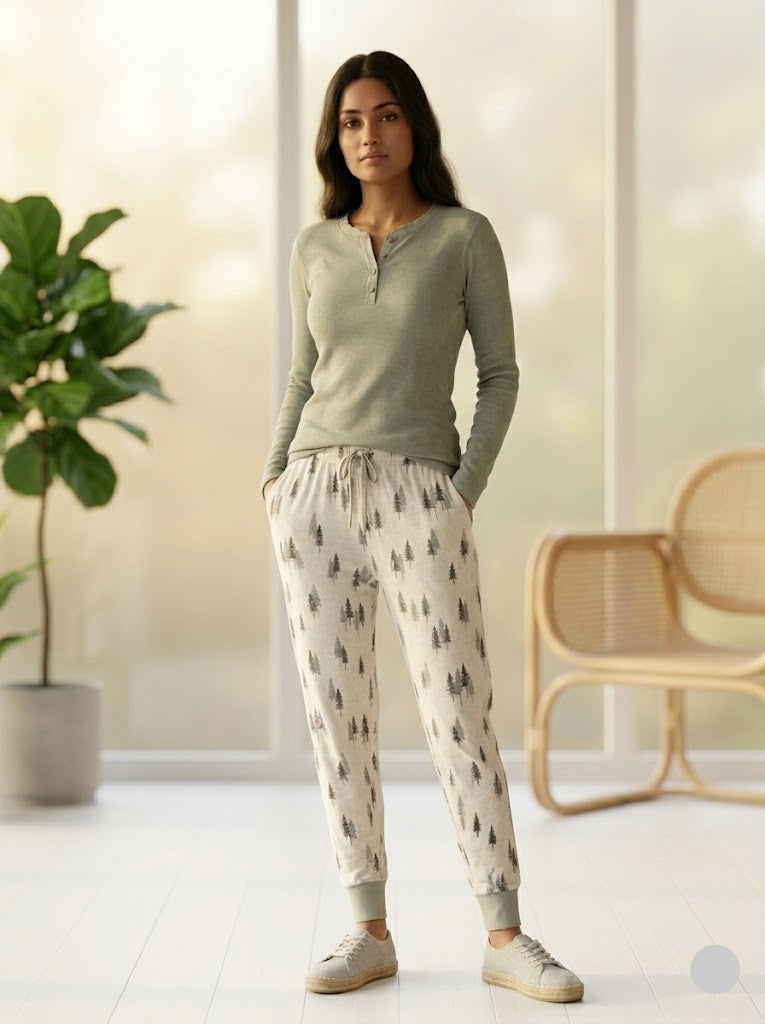 Women's pant set - green tree