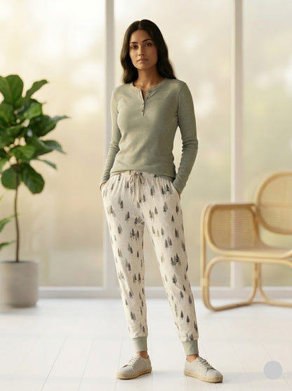Women's pant set - green tree