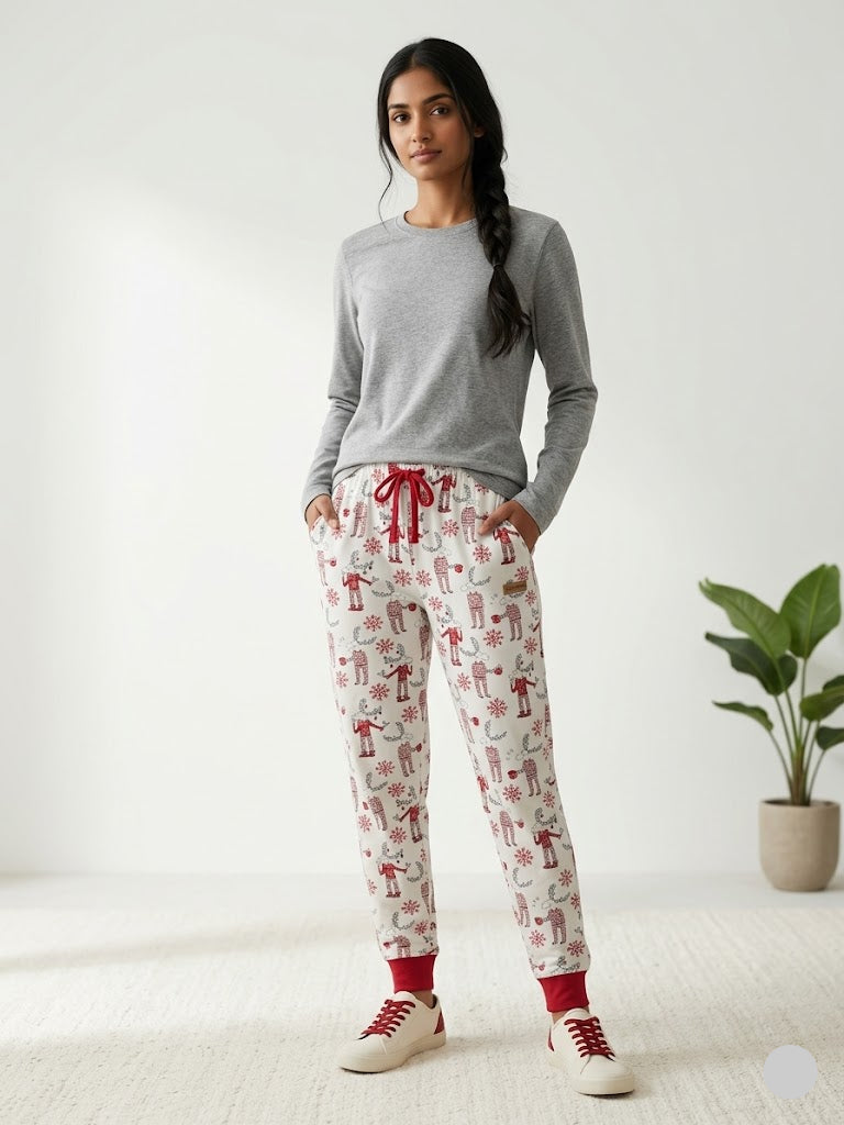 Women's pant set - grey cup deer