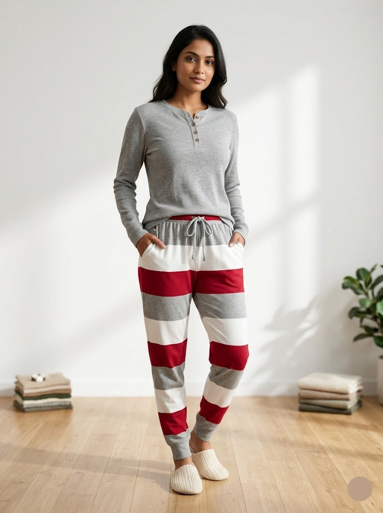 Women's pant set - waffle stripes
