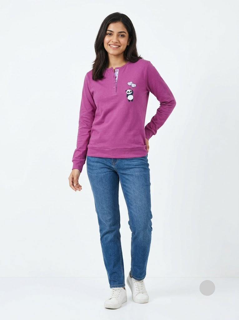 Women's t-shirt - purple panda