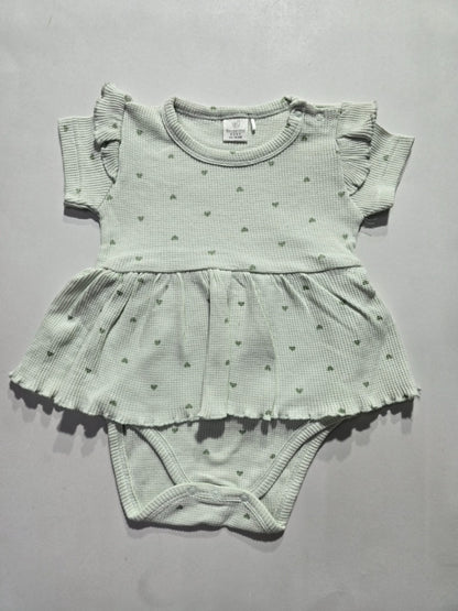 Baby's frock rompers - green heart