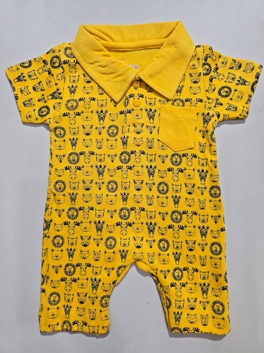 Soft Cotton Baby Sleepsuits & Jumpsuits Yellow Animals Half Jumpsuit for Newborn Babies