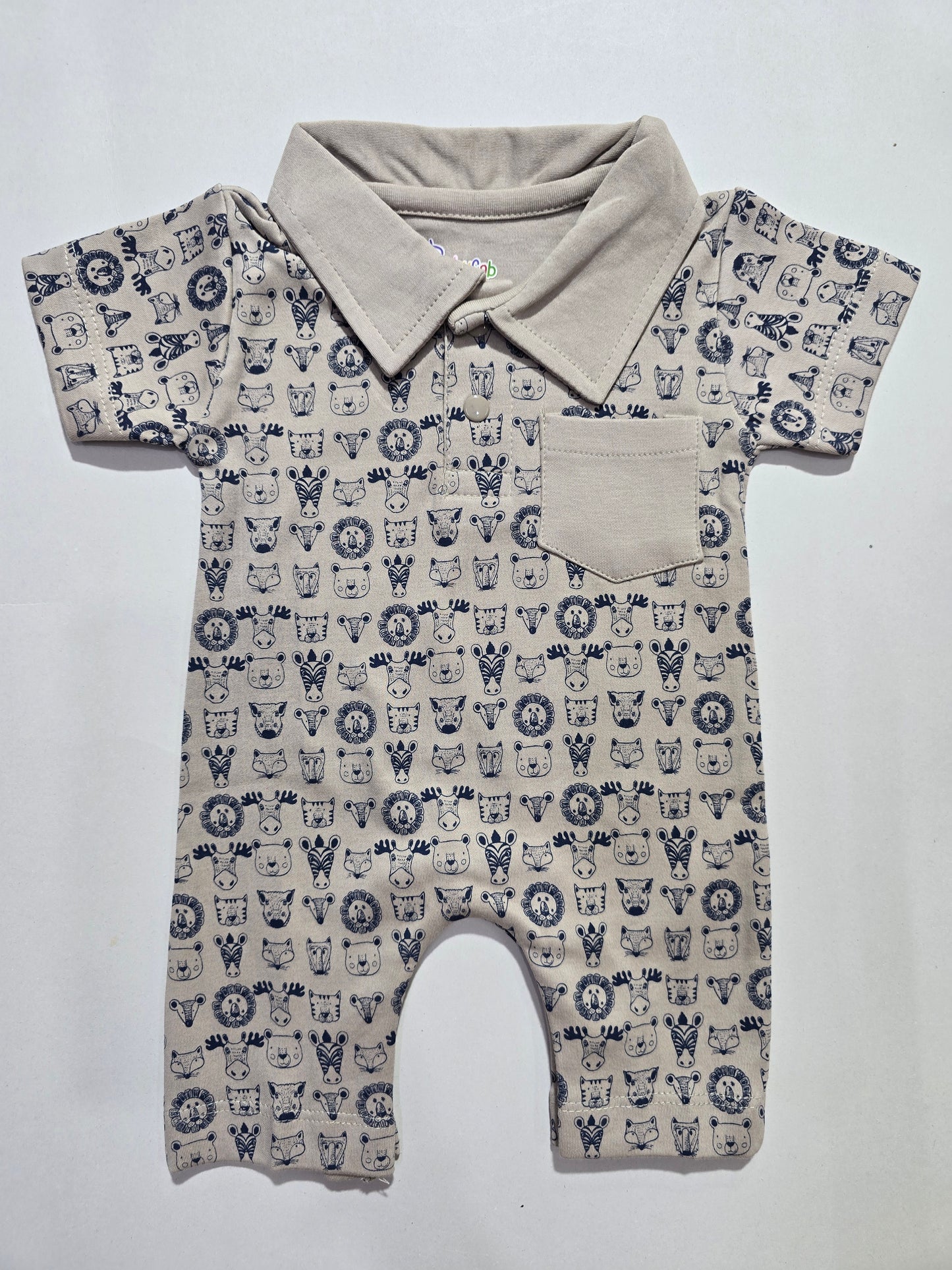 Baby's half jumpsuit - grey animals