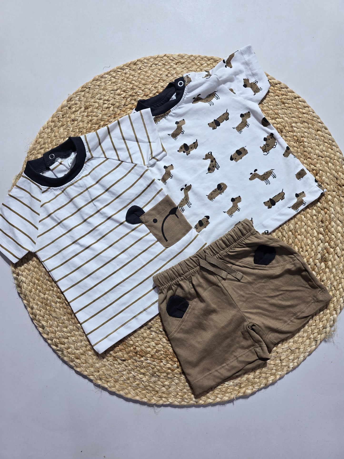Baby's shorts set - b/doggy (3pcs set)