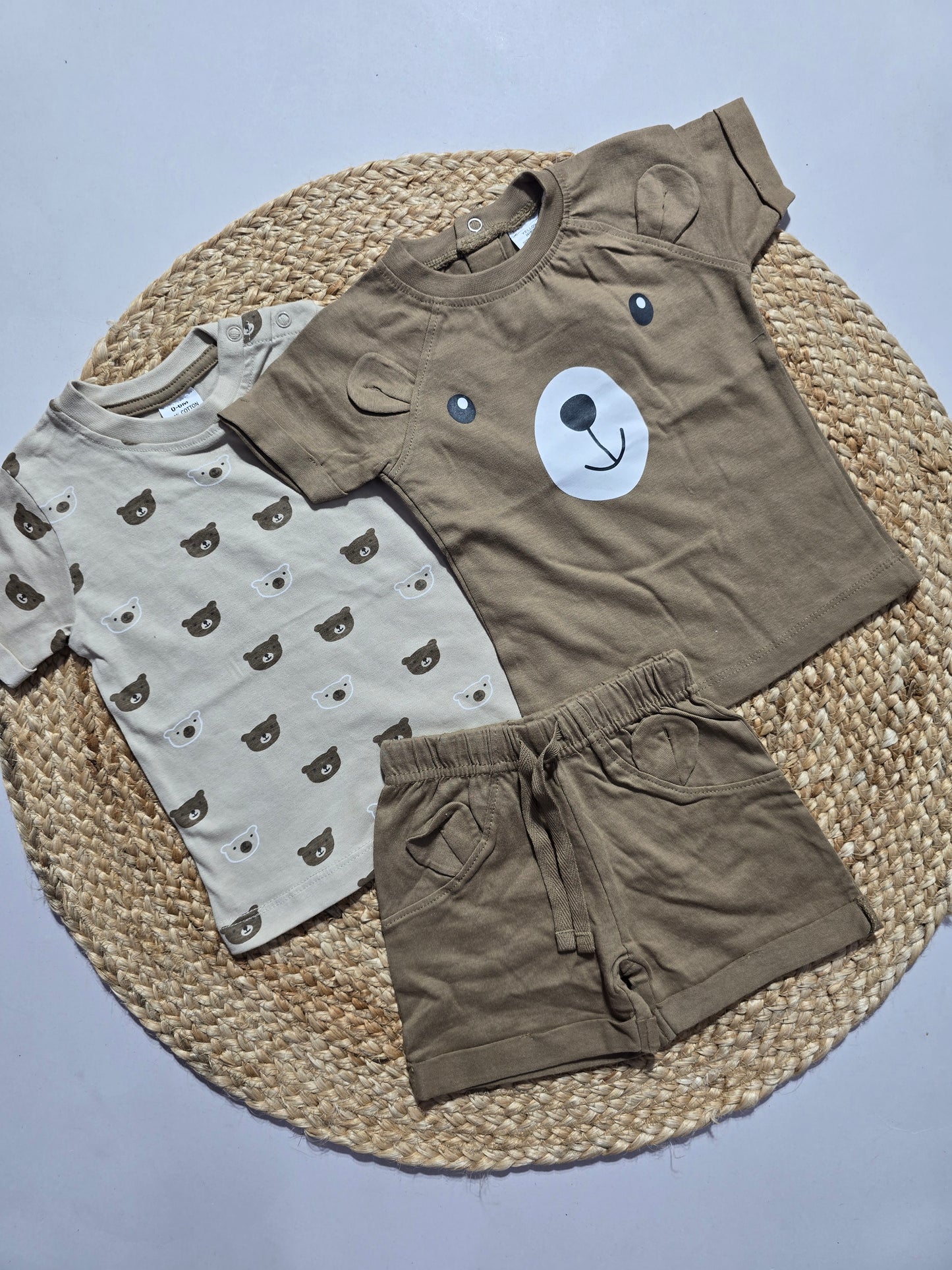 Baby's shorts set - brown bear (3pcs set)