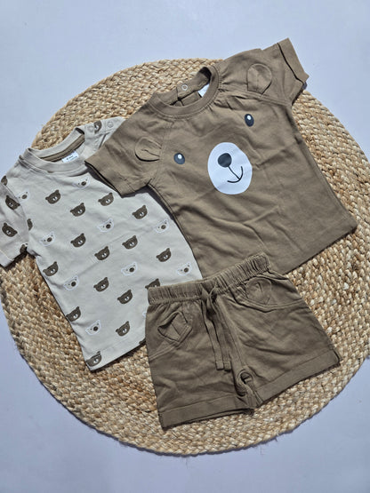 Baby's shorts set - brown bear (3pcs set)
