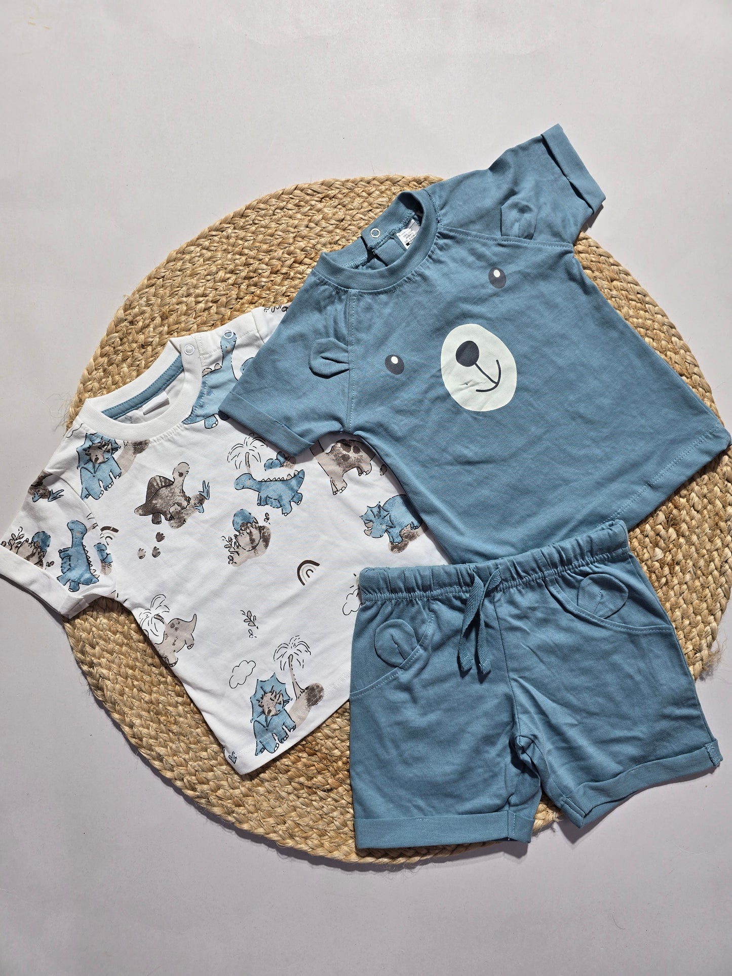 Baby's shorts set - blue bear (3pcs set)