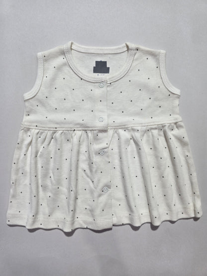 Baby's LS full open frock - dots