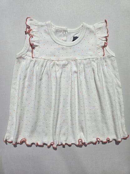 Baby's LS full open frock - orange dots