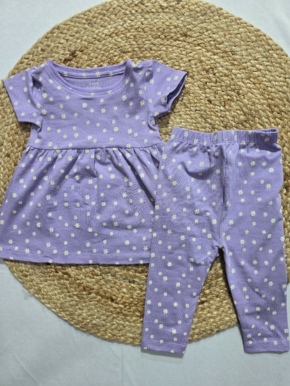 Baby's frock pant set - lav blossom