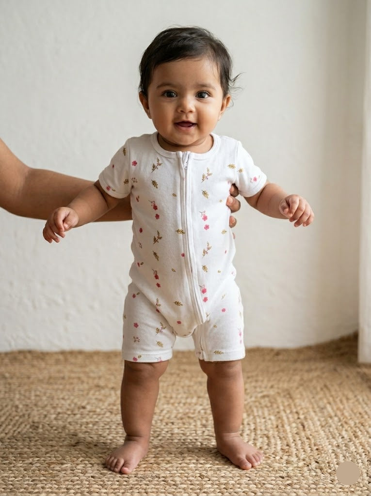 baby's half jumpsuit- white pink