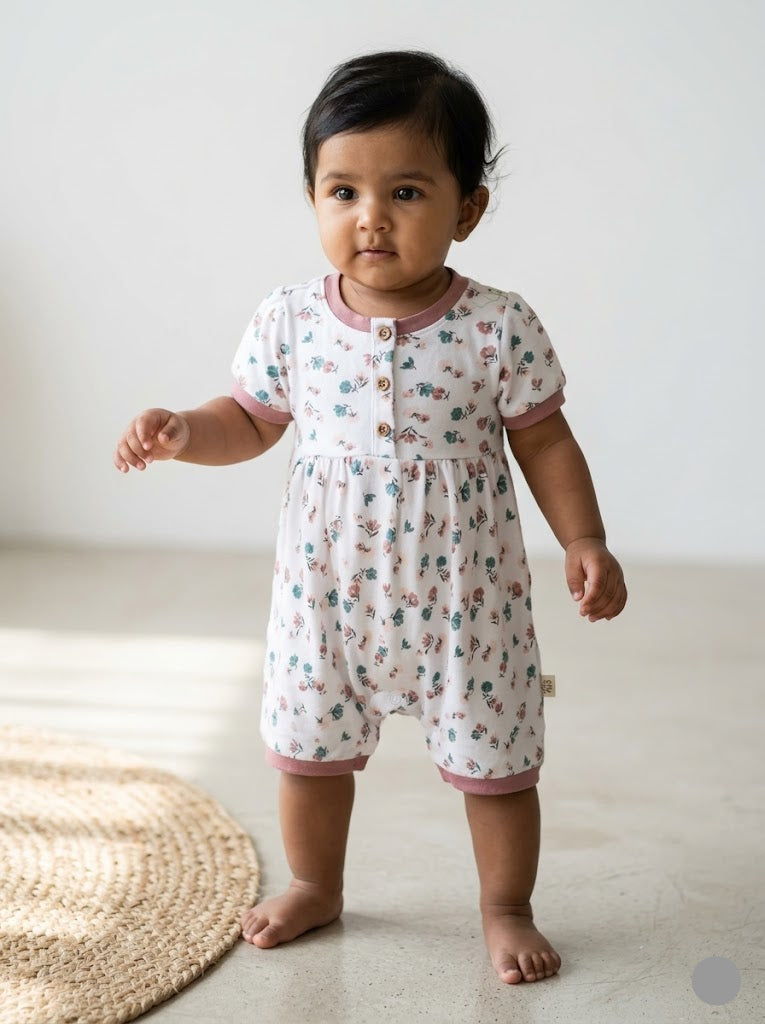 baby's half jumpsuit - blossoms