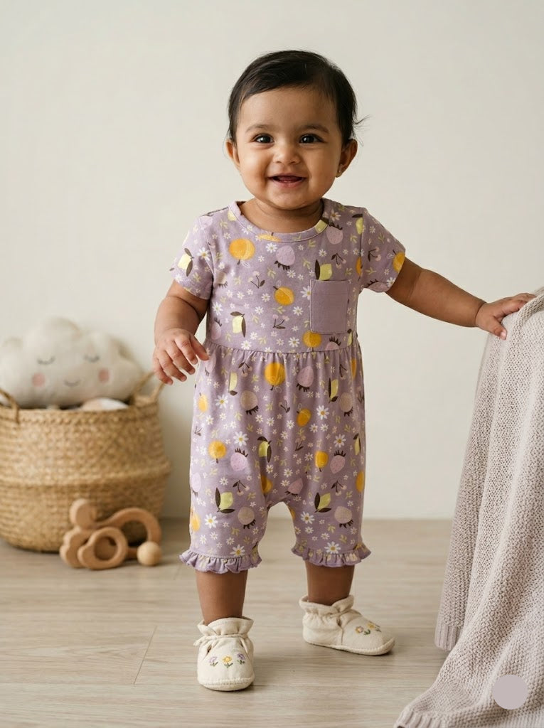baby's half jumpsuit - peach fruits