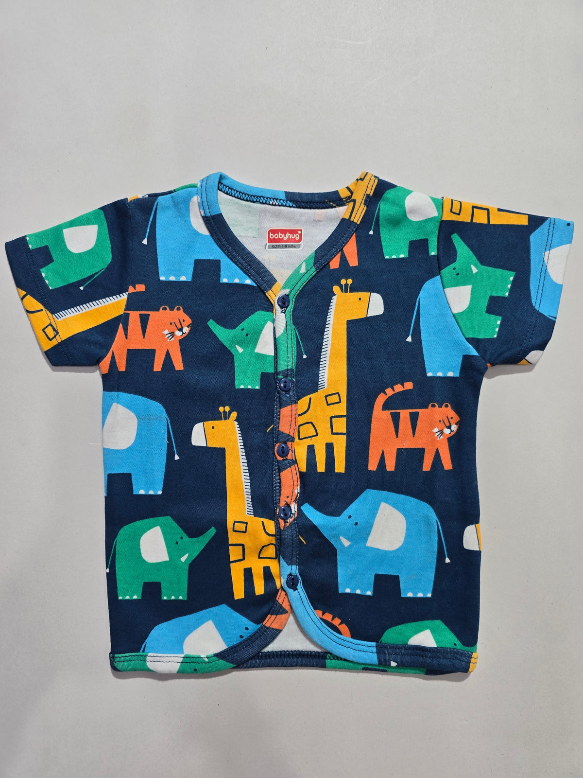 Baby's jabla top - navy animals