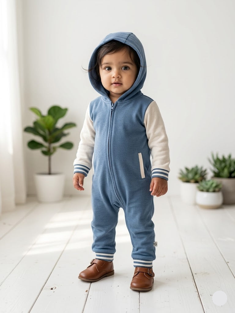 baby's jumpsuit/sleepsuit with shoe - blue