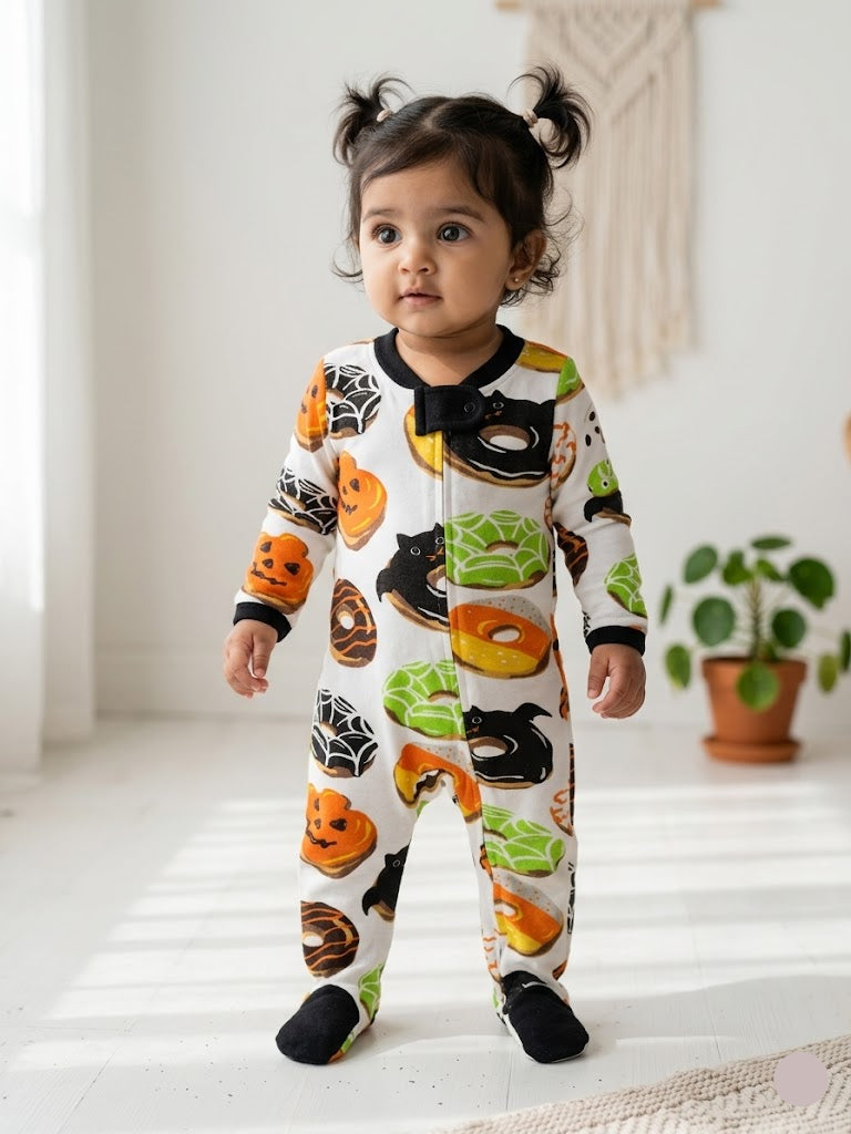 baby's jumpsuit/sleepsuit with shoe - donuts