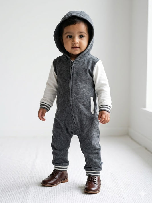 baby's jumpsuit/sleepsuit with shoe - grey