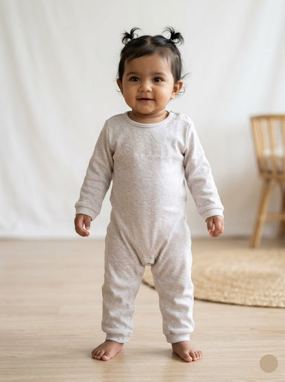 baby's jumpsuit/sleepsuit with shoe - half white