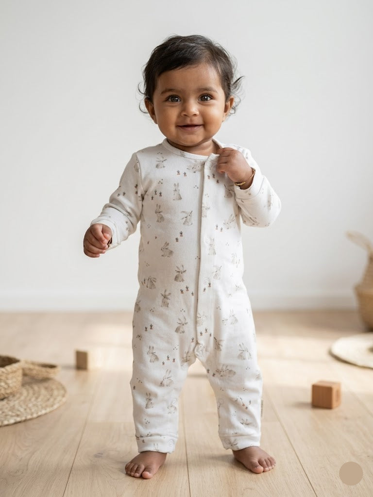 baby's jumpsuit/sleepsuit with shoe - lil bunny