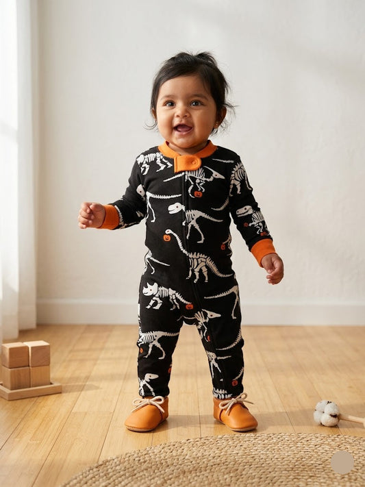 baby's jumpsuit/sleepsuit with shoe - skel dino
