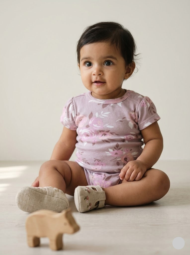 baby's rompers - peach rose