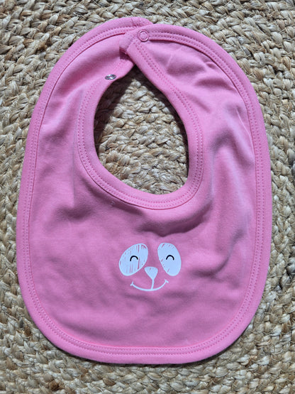 Baby's bibs - Plain pink with bunny print