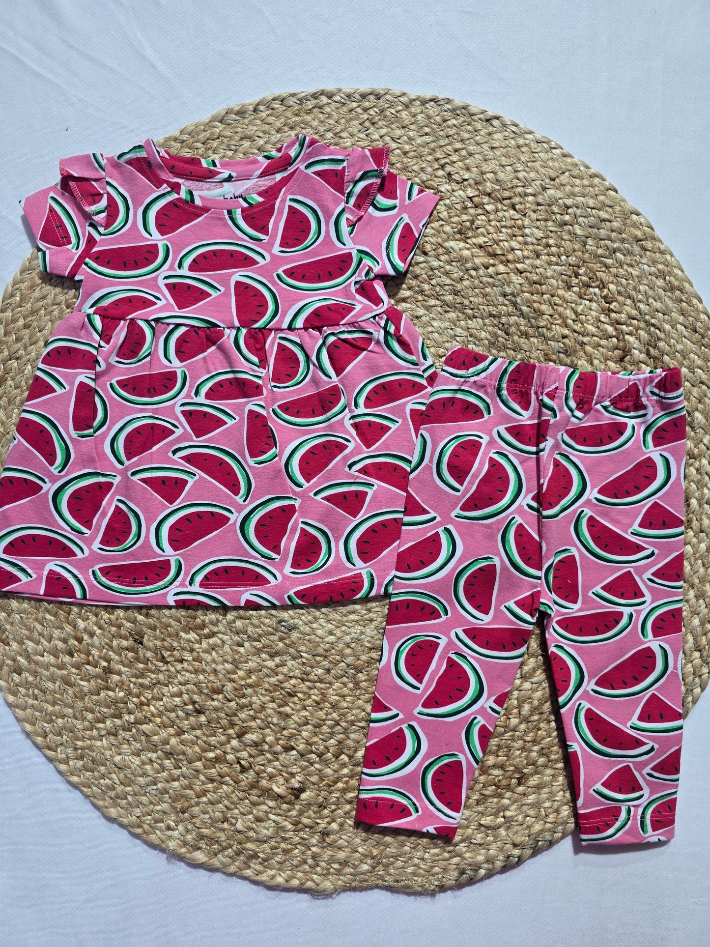 Baby's frock pant set - watermelon