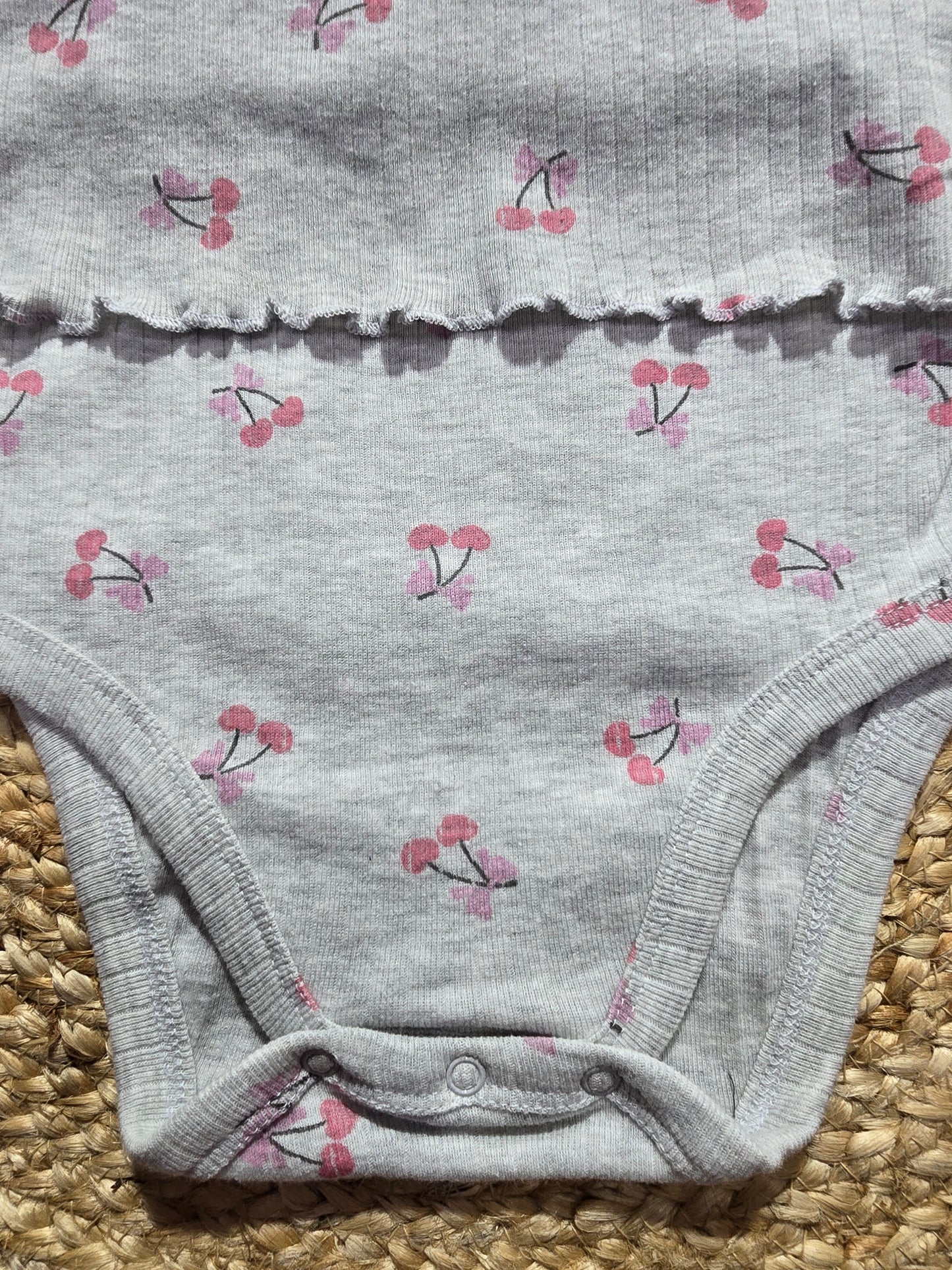 Baby's frock rompers - grey cherry