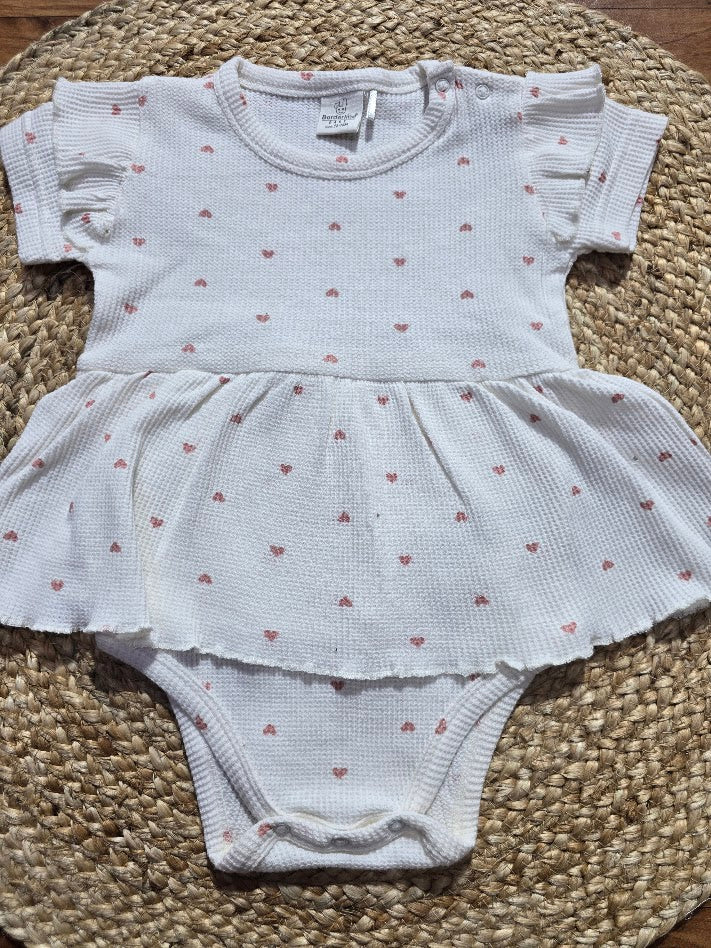 Baby's frock rompers - white heart