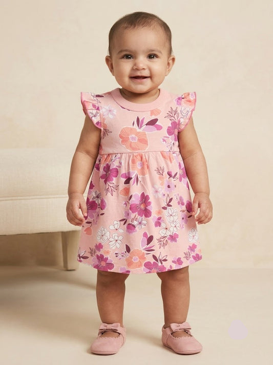 Baby's frock - Pink Flowers