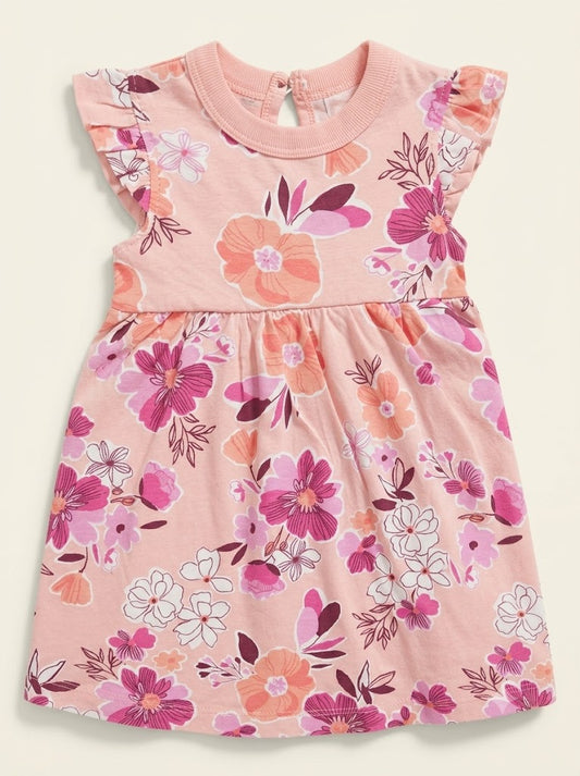 Baby's frock - Pink Flowers