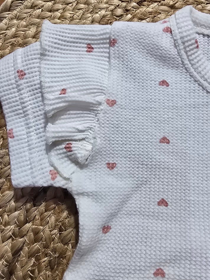 Baby's frock rompers - white heart