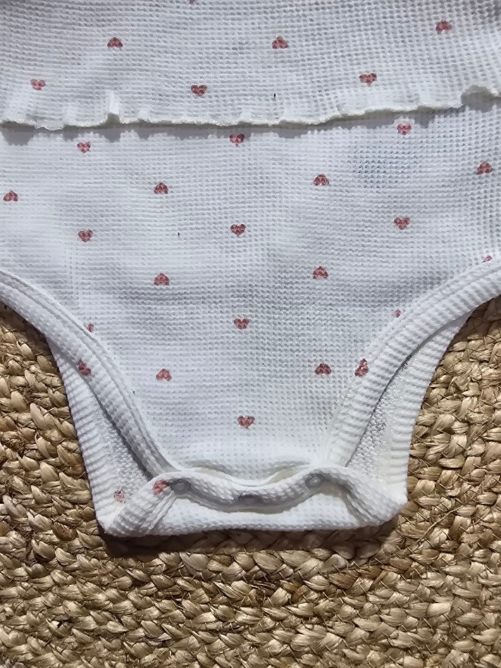 Baby's frock rompers - white heart