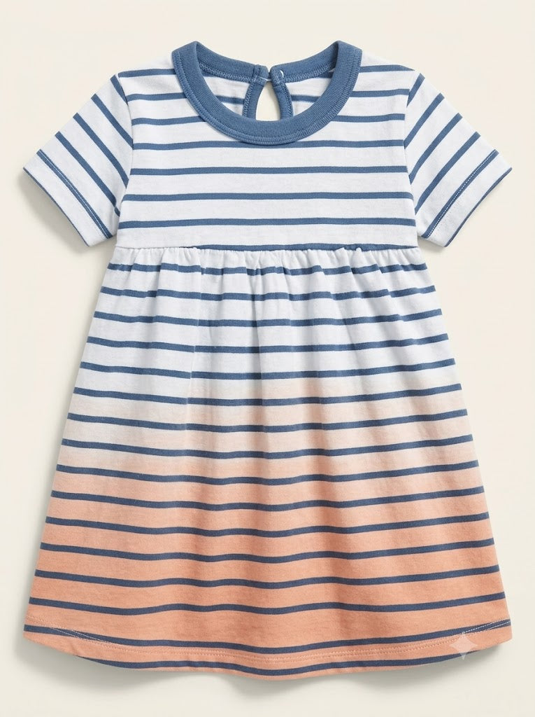 Baby's frock - Blue line