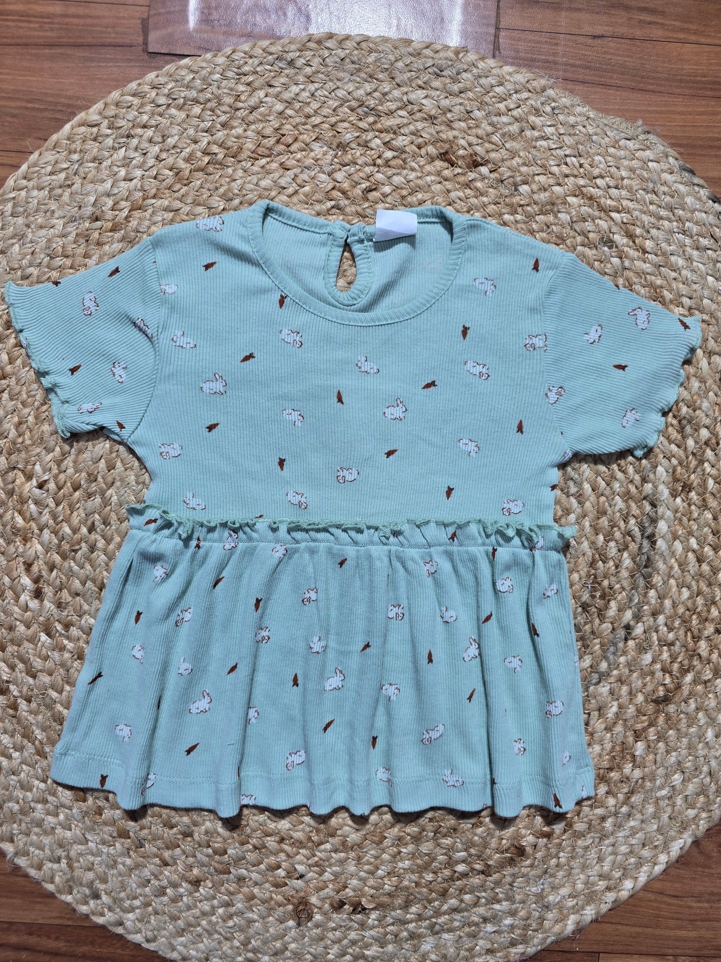 Baby's frock - pista bunny
