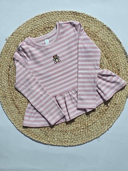 Girl's frock top t-shirt - pink line