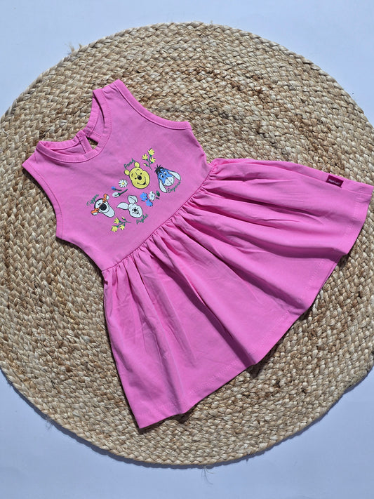 Baby's frock - pink pooh