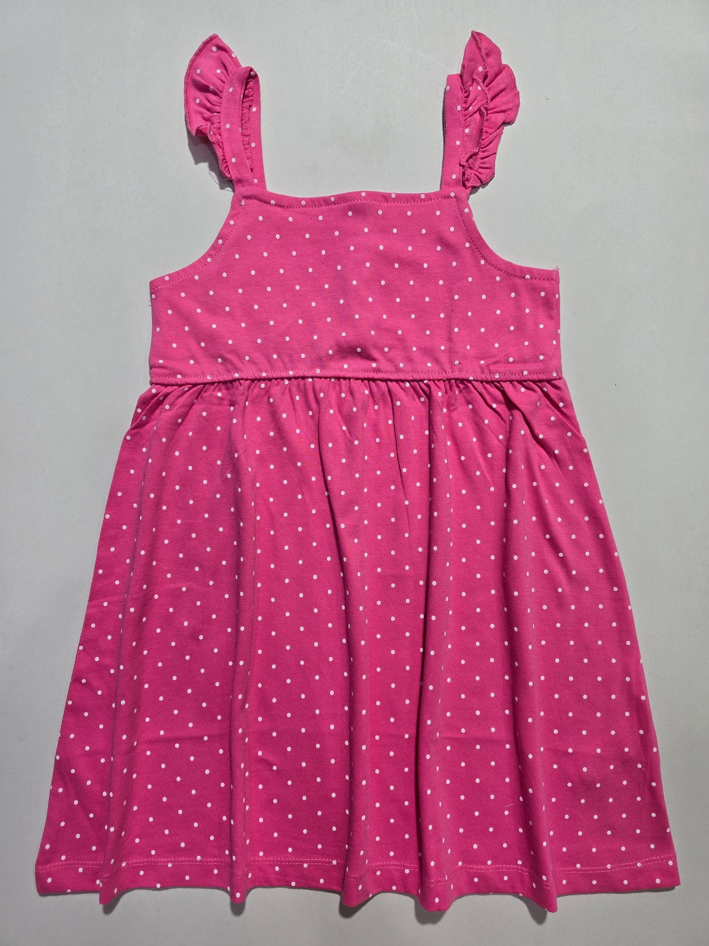 Girl's LS frock - pink dots