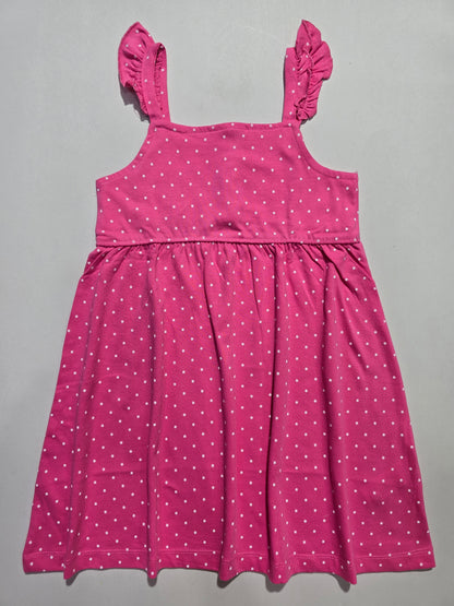Girl's LS frock - pink dots