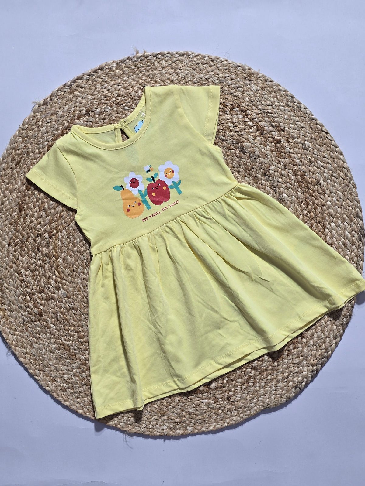 Baby's frock - yellow bee happy