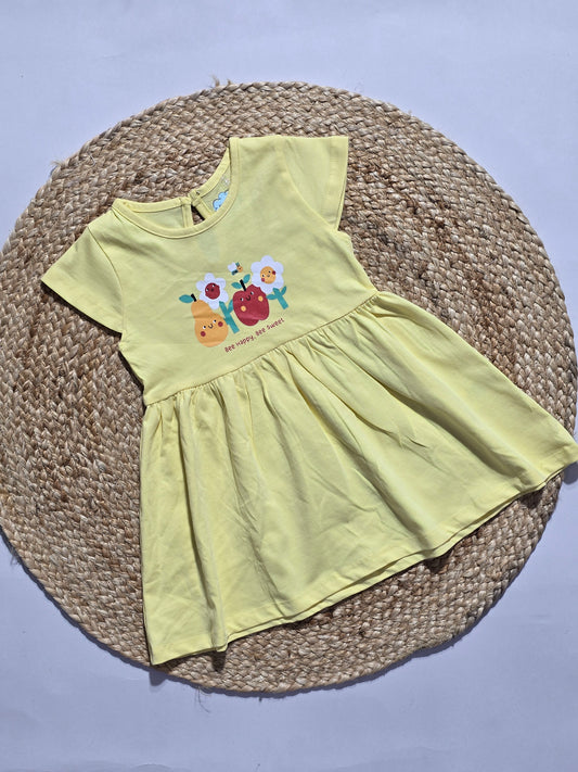 Baby's frock - yellow bee happy