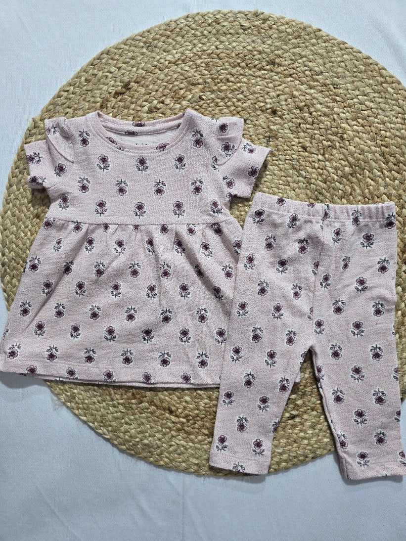 Baby's frock pant set - peach blossom