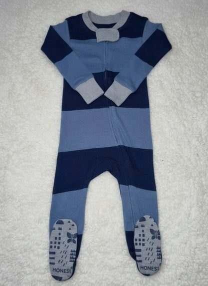 Baby's FS jumpsuit with shoe - navy blue stripes