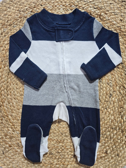 Baby's FS jumpsuit with shoe - navy/white stripes