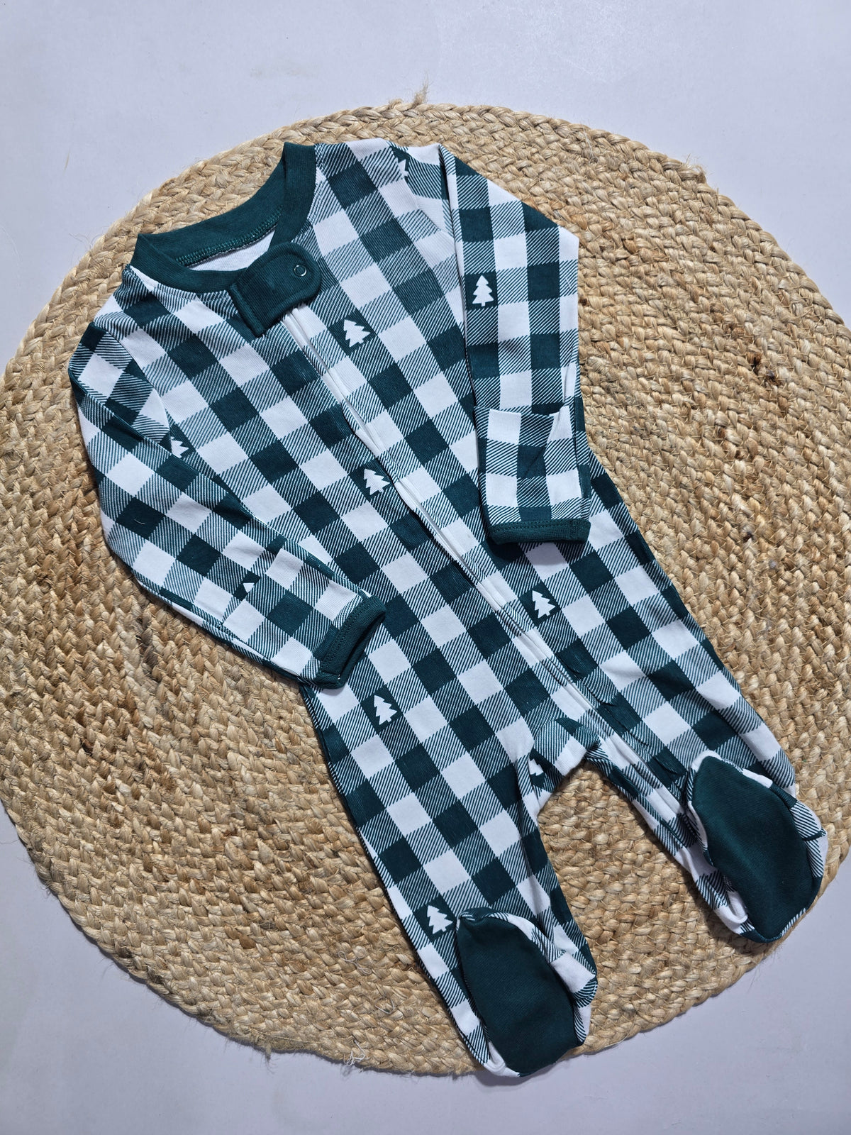 Baby's FS jumpsuit with shoe - green checks