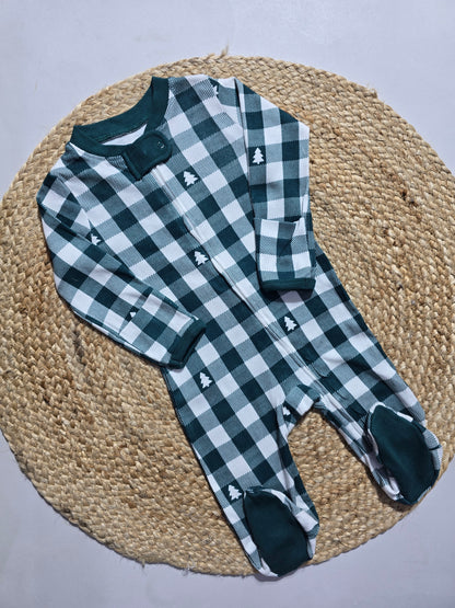 Baby's FS jumpsuit with shoe - green checks