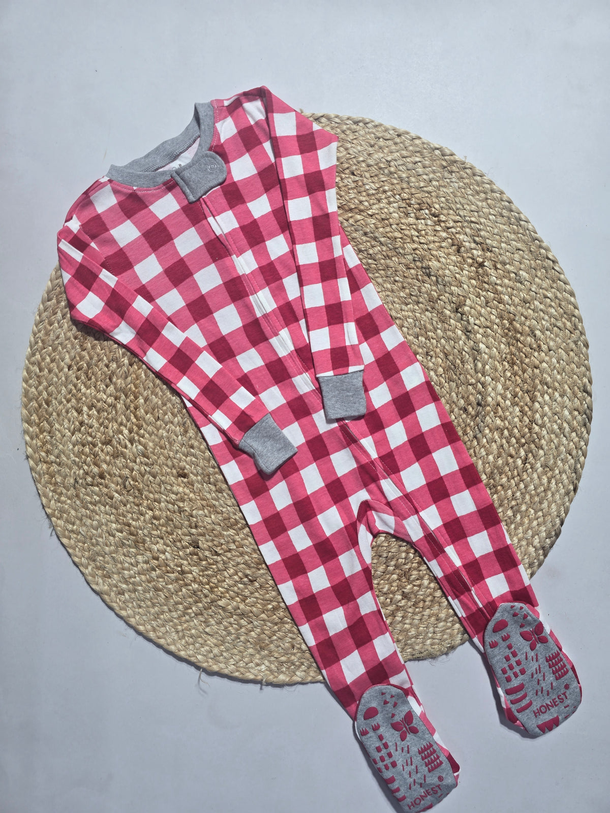 Baby's FS jumpsuit with shoe - red checks