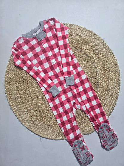 Baby's FS jumpsuit with shoe - red checks