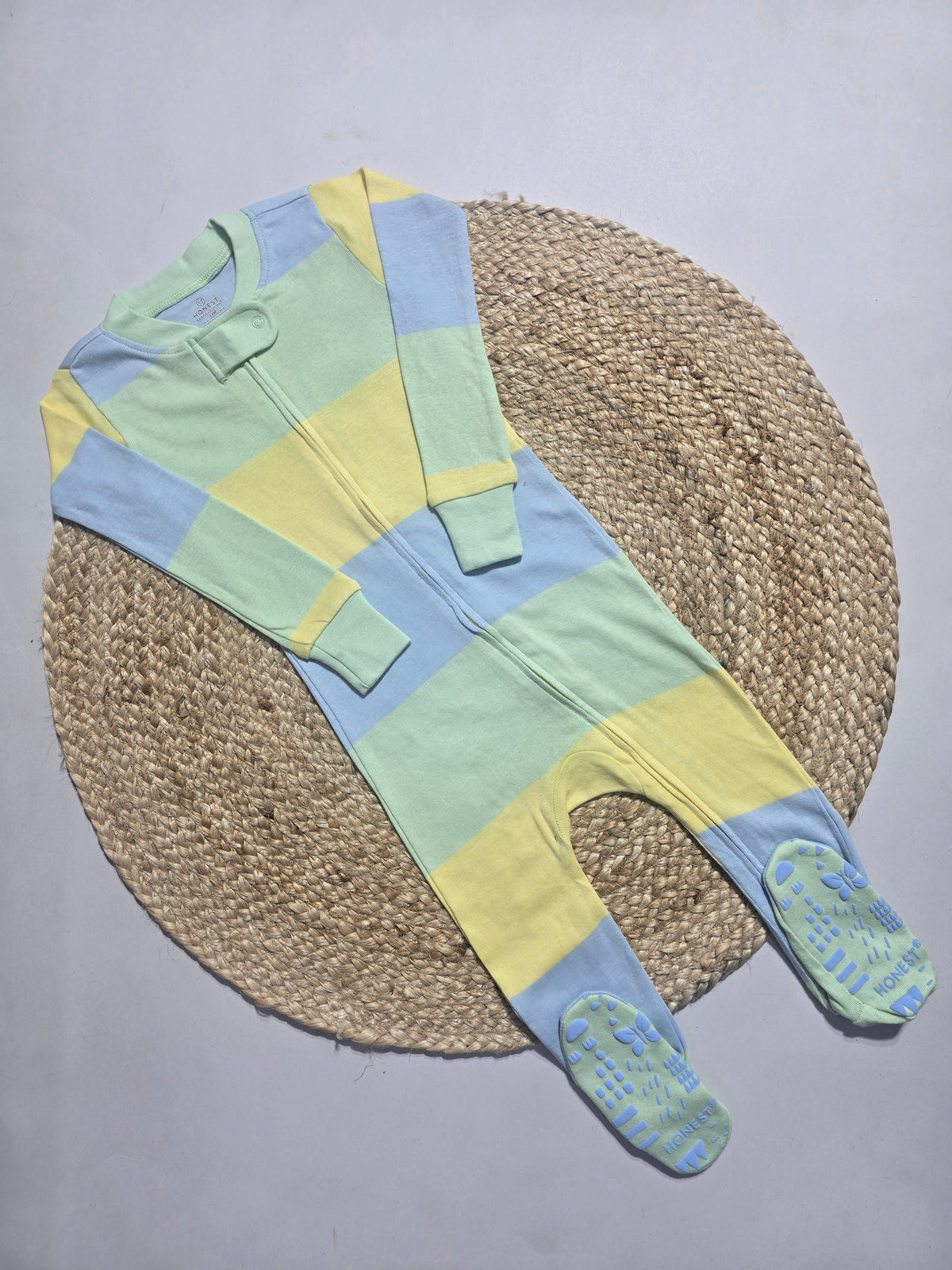 Baby's FS jumpsuit with shoe - gby stripes